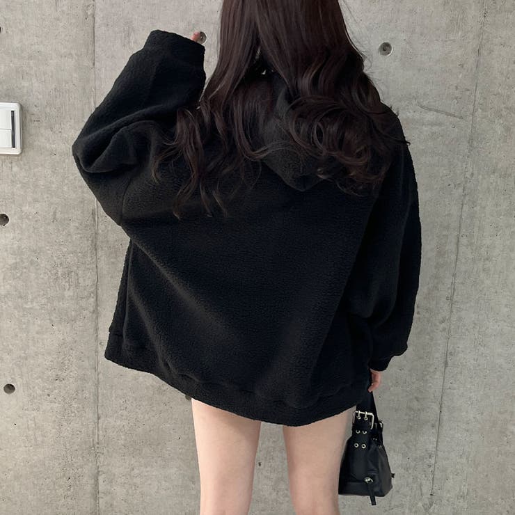 ハーフジップロゴ入りボアプルパーカー | me Jane | 詳細画像27 