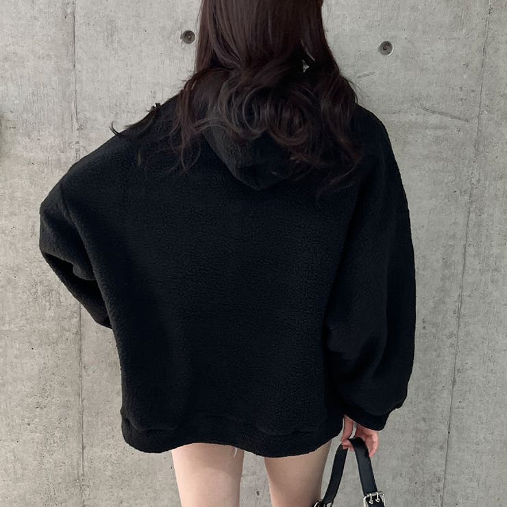 ハーフジップロゴ入りボアプルパーカー | me Jane | 詳細画像28 