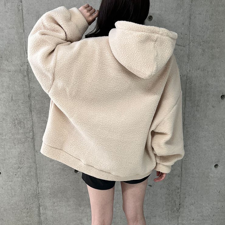 ハーフジップロゴ入りボアプルパーカー | me Jane | 詳細画像34 