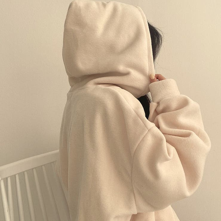 ハーフジップロゴ入りボアプルパーカー | me Jane | 詳細画像7 