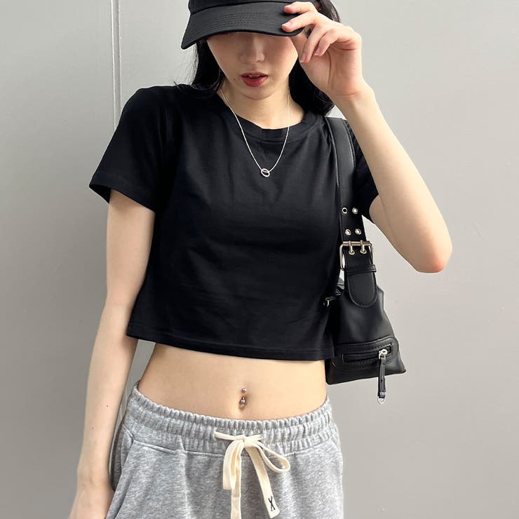 unknown ダメージ　クロップ丈　ピチtシャツ　グレー unknown ダメージ クロップ丈 ピチtシャツ グレー