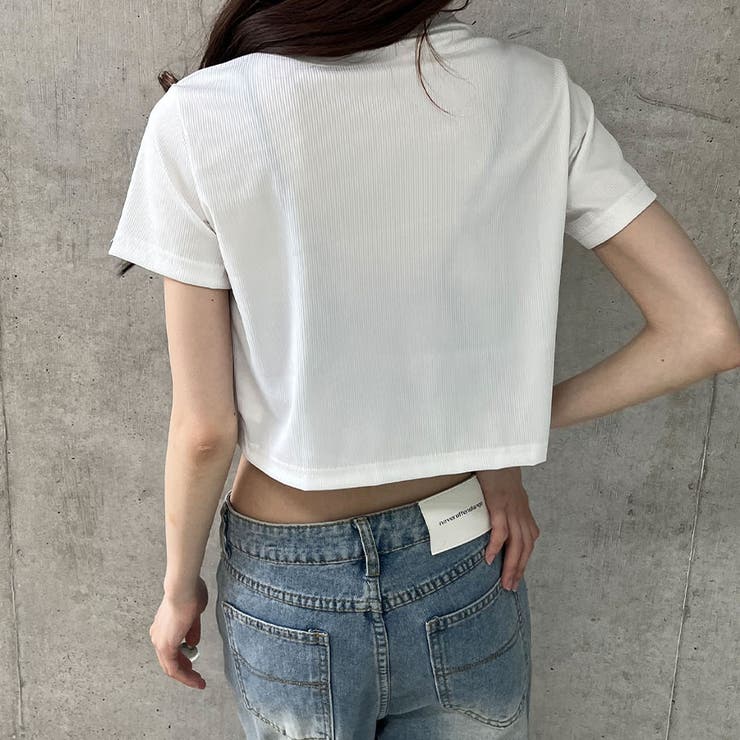 ダブルZIPクロップド丈半袖トップス[品番：MJNW0003334]｜me Jane