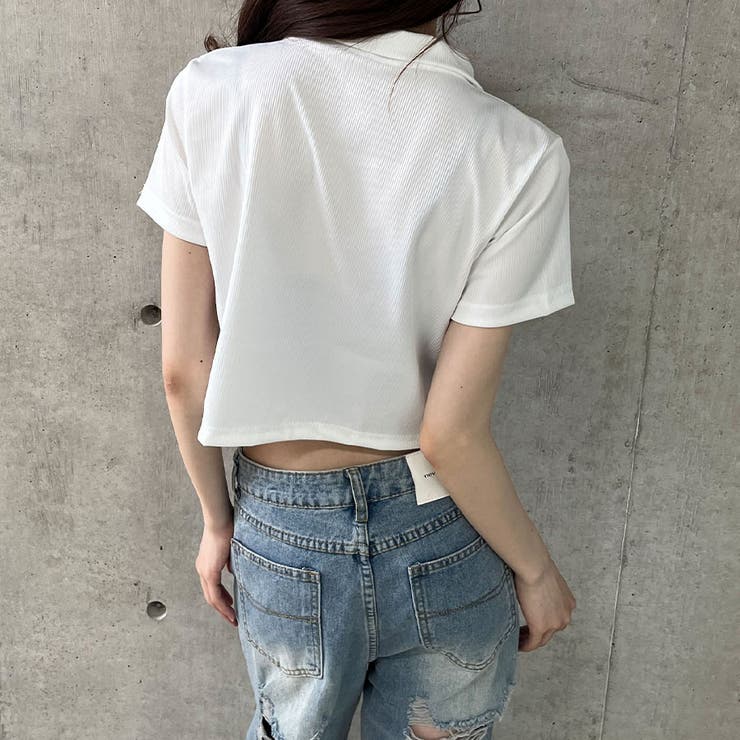 ダブルZIPクロップド丈半袖トップス[品番：MJNW0003334]｜me Jane