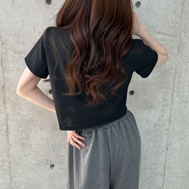 ダブルZIPクロップド丈半袖トップス[品番：MJNW0003334]｜me Jane