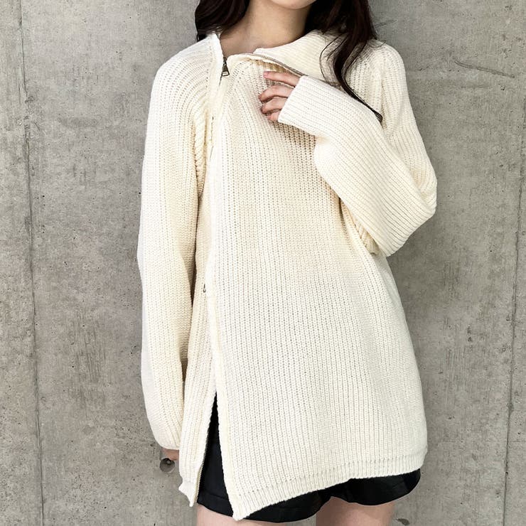 スタンドカラーダブルZIPニット | me Jane | 詳細画像16 