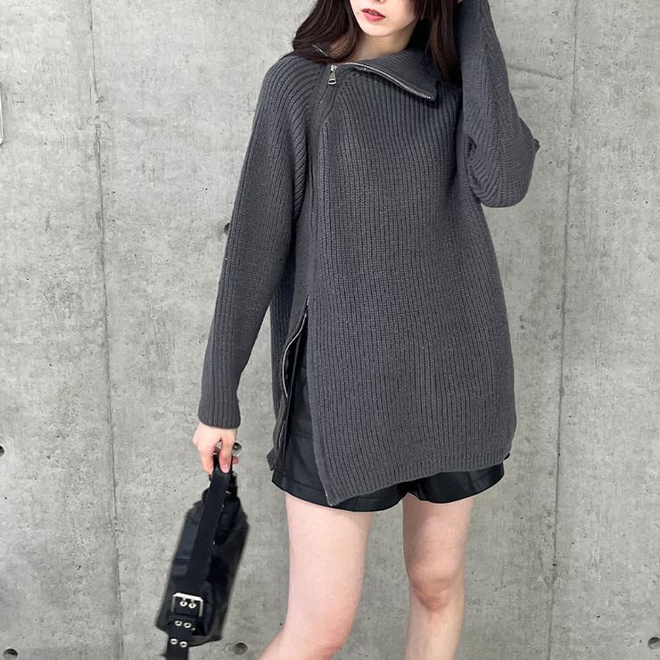 スタンドカラーダブルZIPニット | me Jane | 詳細画像24 