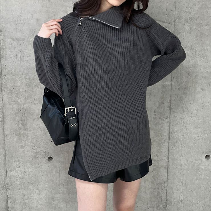 スタンドカラーダブルZIPニット | me Jane | 詳細画像25 