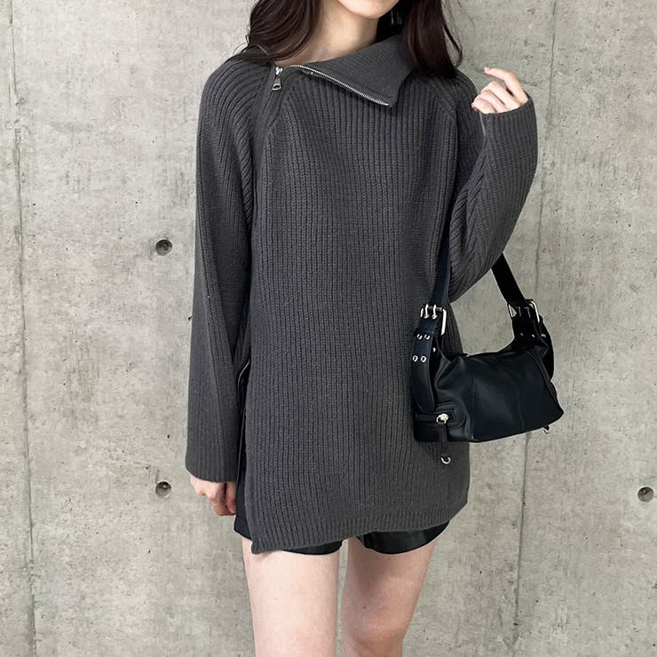 スタンドカラーダブルZIPニット | me Jane | 詳細画像26 