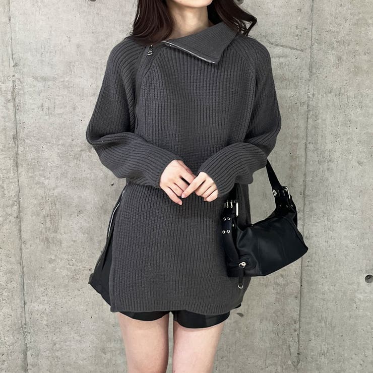 スタンドカラーダブルZIPニット | me Jane | 詳細画像27 