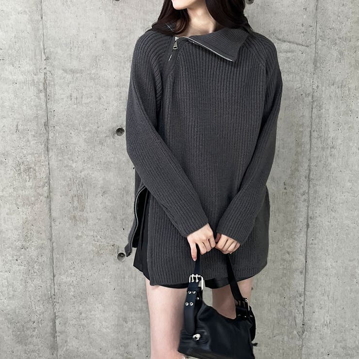 スタンドカラーダブルZIPニット | me Jane | 詳細画像28 