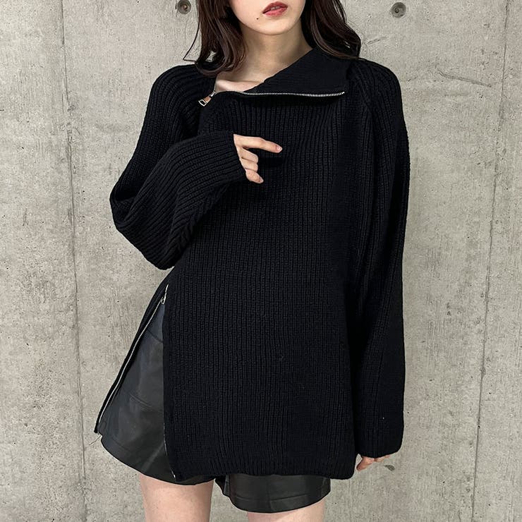 スタンドカラーダブルZIPニット | me Jane | 詳細画像31 