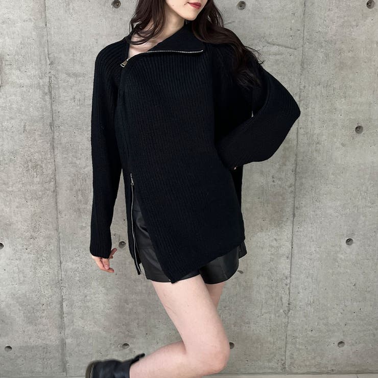 スタンドカラーダブルZIPニット | me Jane | 詳細画像33 