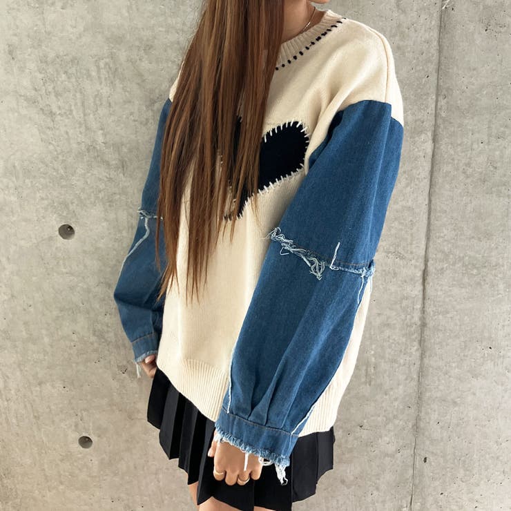 レア✨DIESEL デニム切替デザイン　リブ編みニット　エルボーパッチ　M みんな大好きエルボーパッチ！〜カーディガン編〜｜ビームス ボーイ