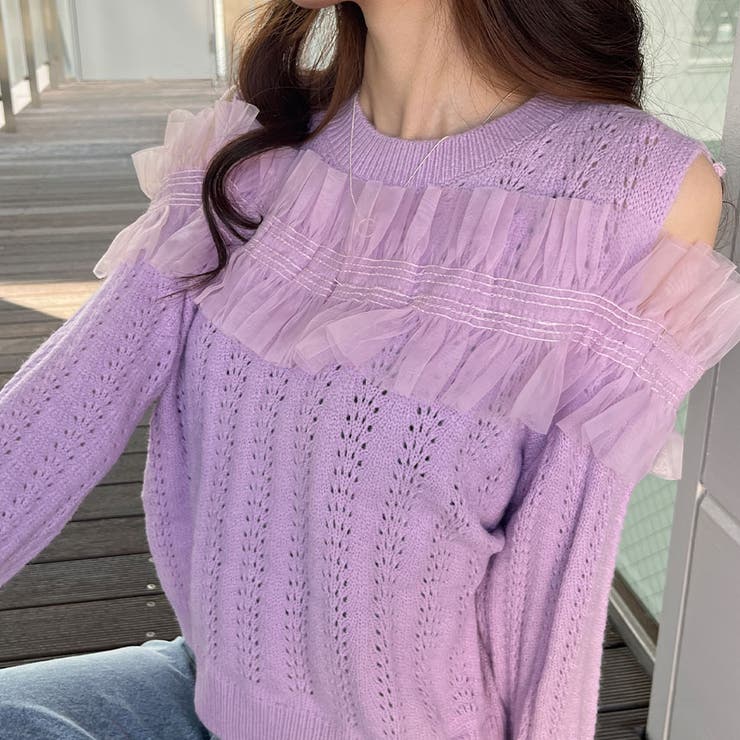 STONE  パープルニット Stone Island - Open-knit sweater purple - The Corner