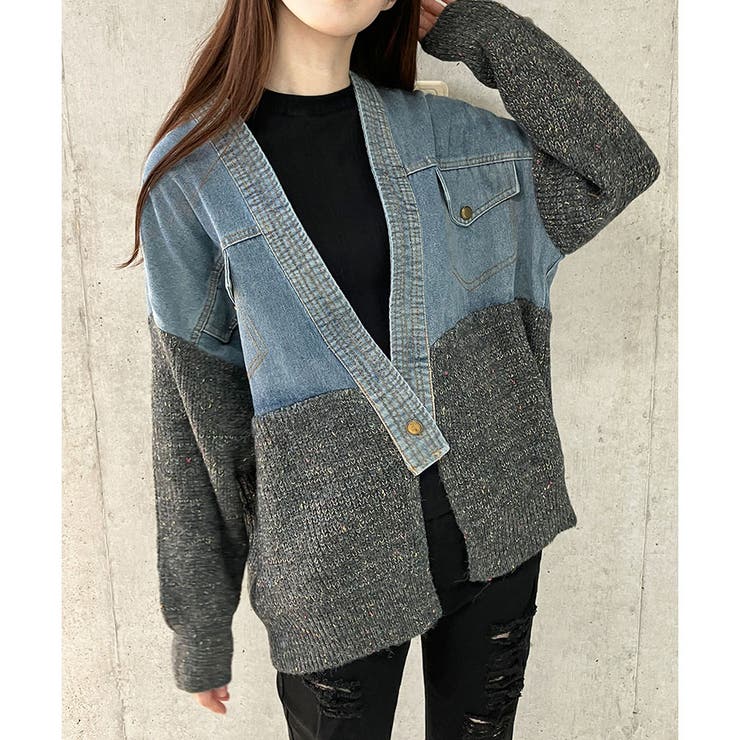 SOFTHYPHEN DENIM MIX CARDIGAN　デニム　ニット　03 SOFTHYPHEN ソフトハイフン DENIM MIX CARDIGAN