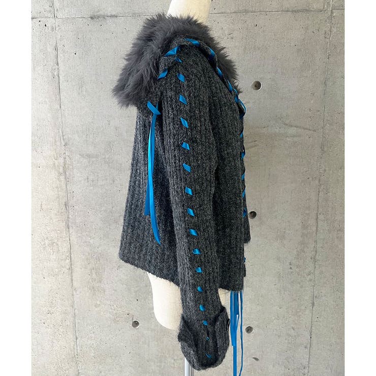 ハンドステッチフードファーニットカーディガン | me Jane | 詳細画像14 