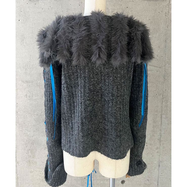 ハンドステッチフードファーニットカーディガン | me Jane | 詳細画像15 