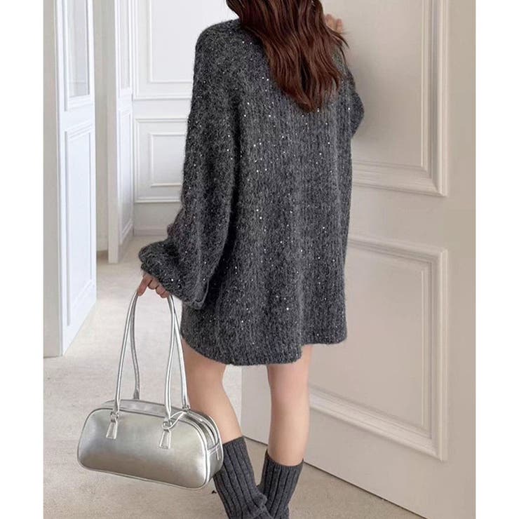 デニムビックポケットラメニットカーディガン | me Jane | 詳細画像5 