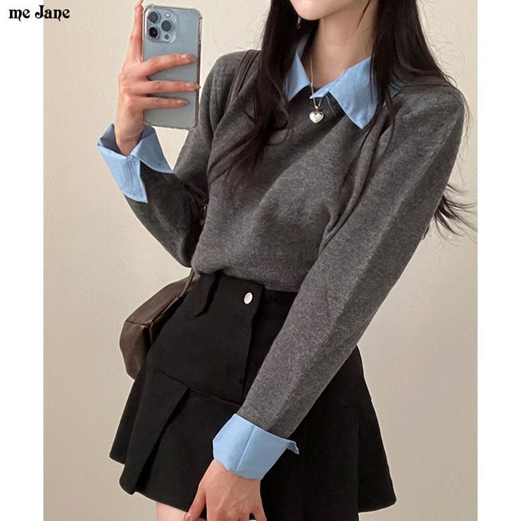 レイヤード風ニットカーデ | me Jane | 詳細画像1 