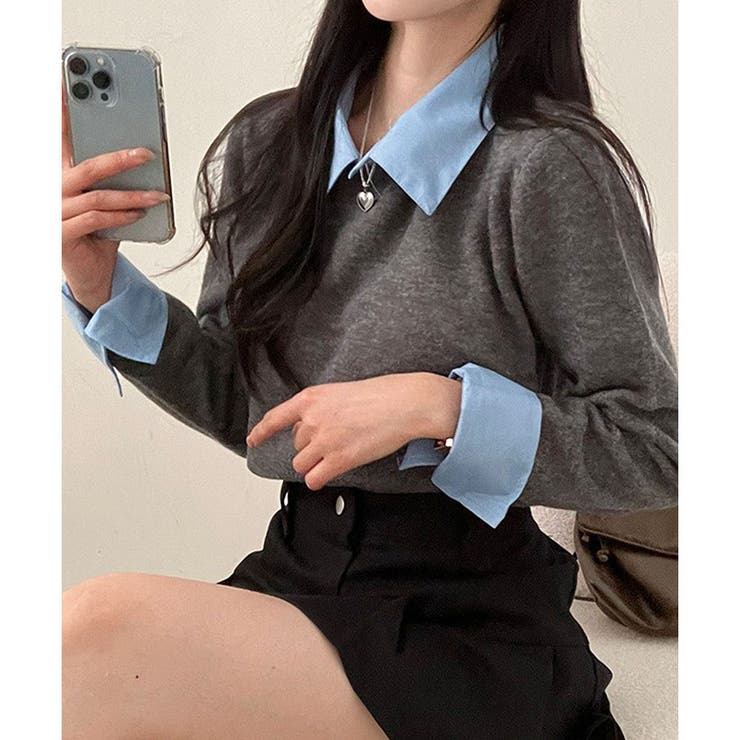 レイヤード風ニットカーデ | me Jane | 詳細画像7 