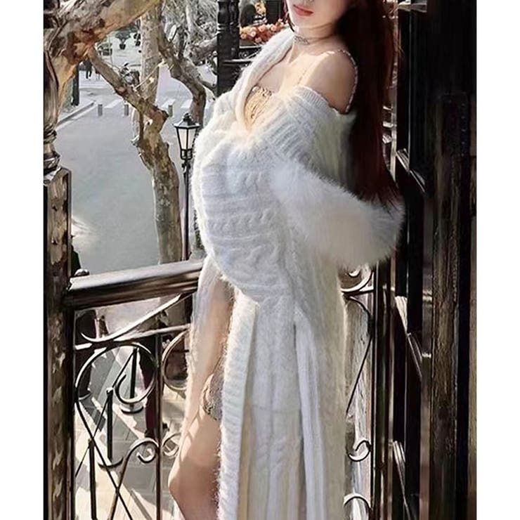 フードファー付ロングカーディガン | me Jane | 詳細画像13 