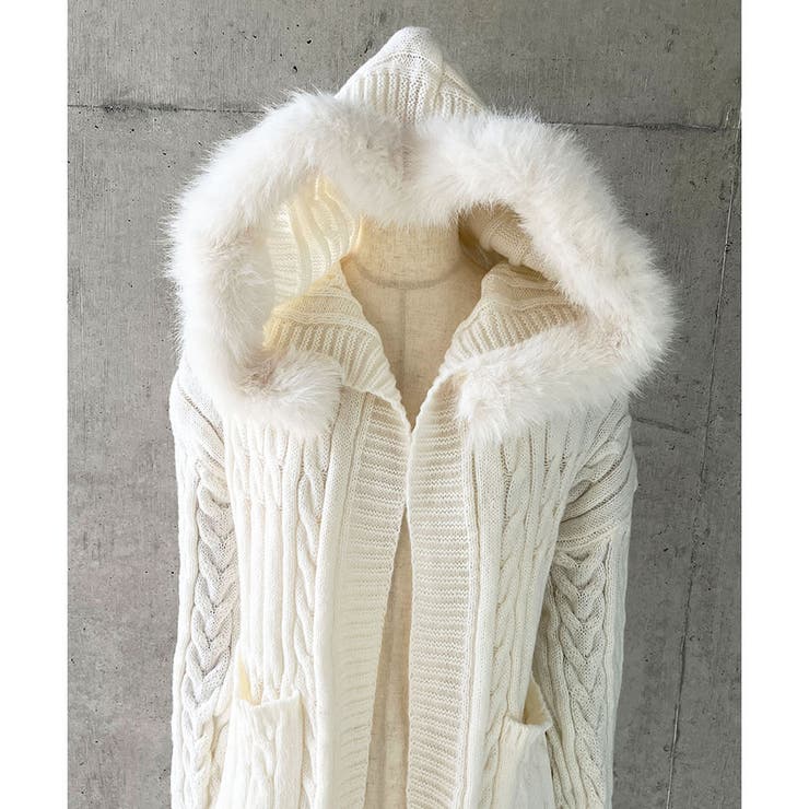 フードファー付ロングカーディガン | me Jane | 詳細画像15 