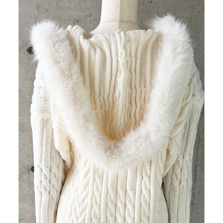 フードファー付ロングカーディガン | me Jane | 詳細画像16 