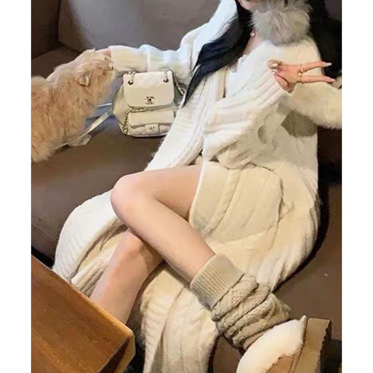 フードファー付ロングカーディガン | me Jane | 詳細画像5 