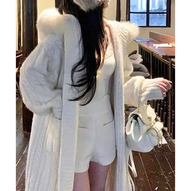 フードファー付ロングカーディガン | me Jane | 詳細画像6 