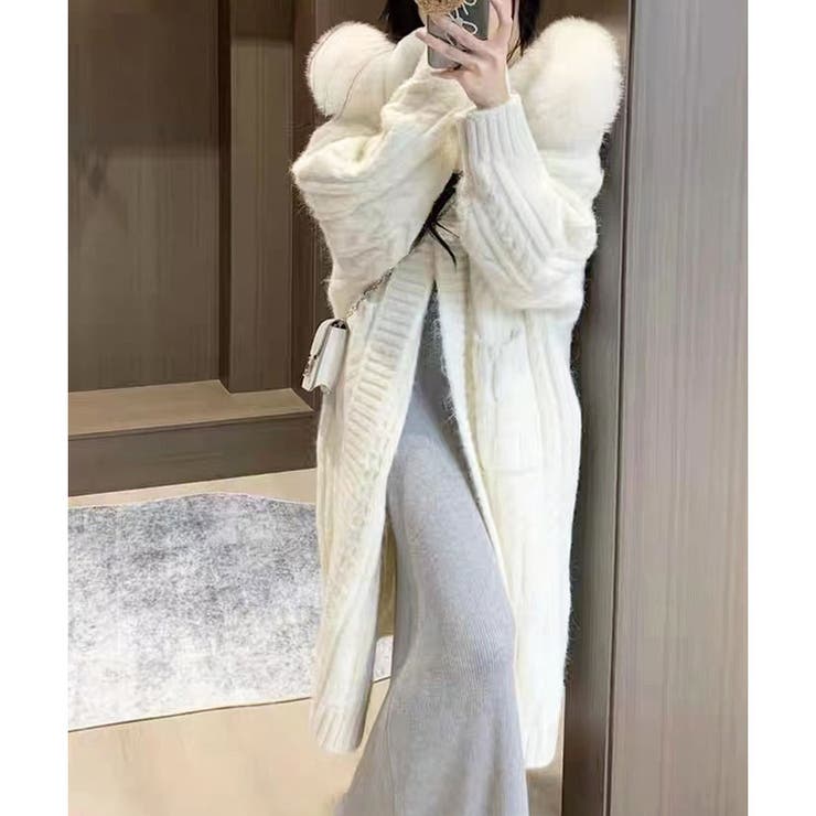 フードファー付ロングカーディガン | me Jane | 詳細画像8 