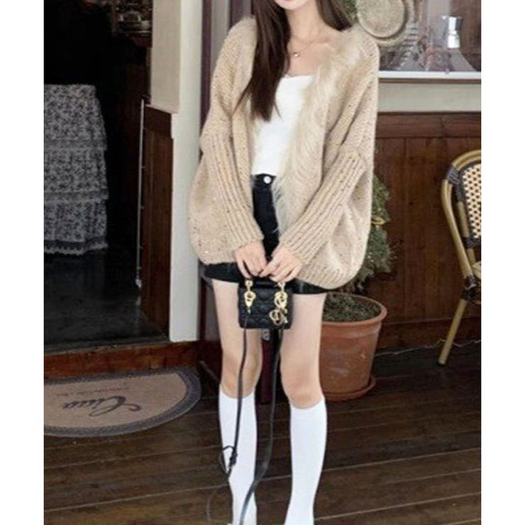 ファー付キラキラニットカーディガン | me Jane | 詳細画像5 