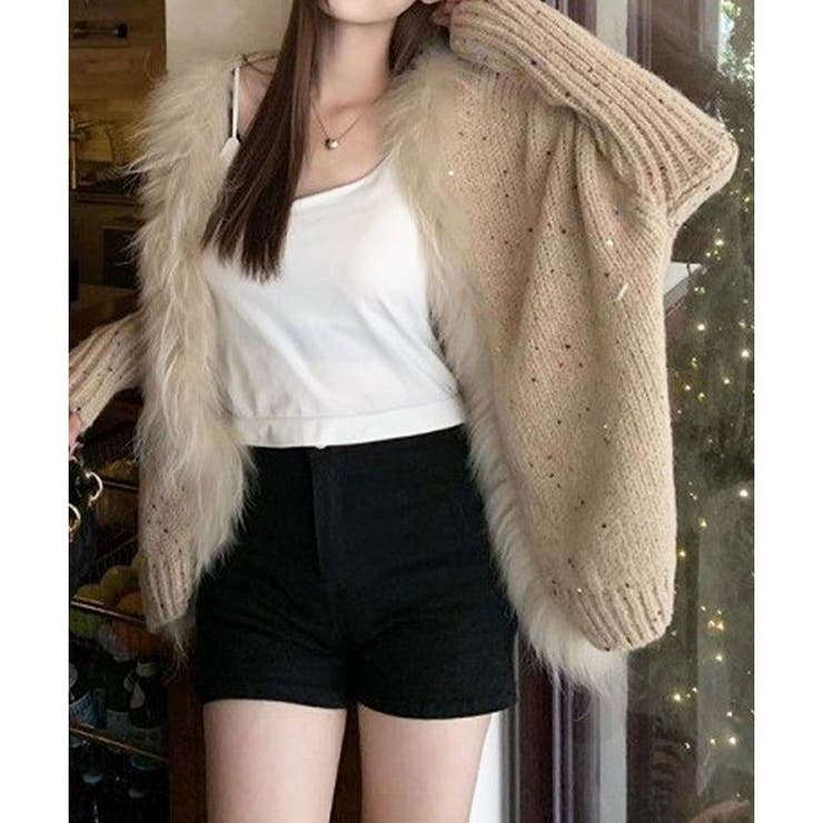 ファー付キラキラニットカーディガン | me Jane | 詳細画像6 