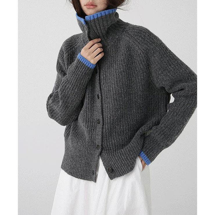 グレー | 配色ニットカーディガン | me Jane