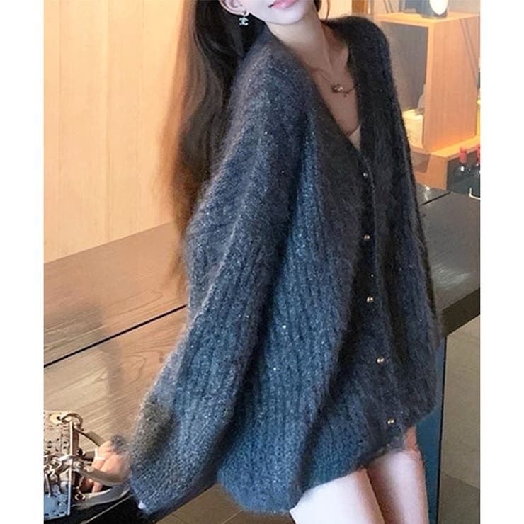 シャギーラメニットカーディガン | me Jane | 詳細画像8 