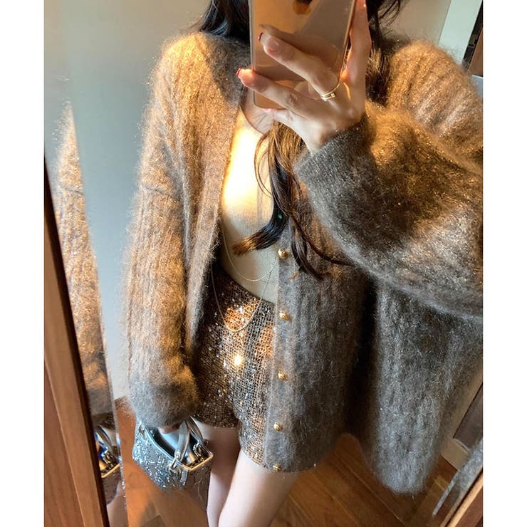 シャギーラメニットカーディガン | me Jane | 詳細画像4 