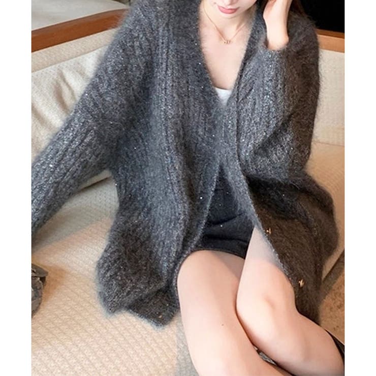 シャギーラメニットカーディガン | me Jane | 詳細画像5 