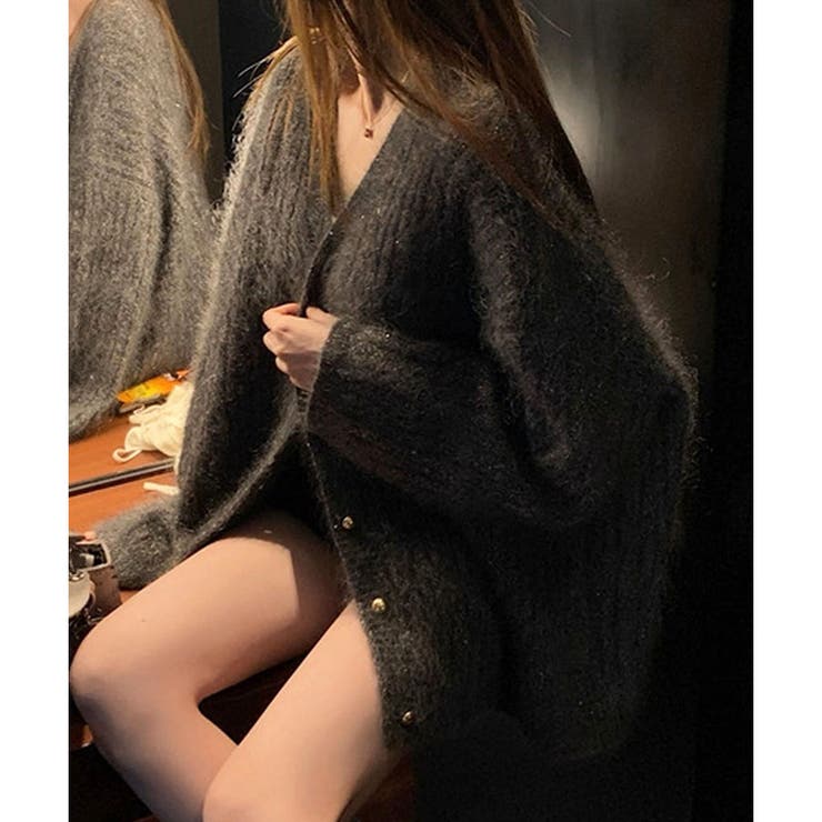 シャギーラメニットカーディガン | me Jane | 詳細画像6 