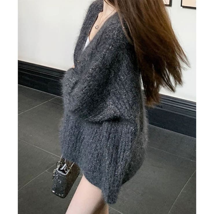 シャギーラメニットカーディガン | me Jane | 詳細画像7 