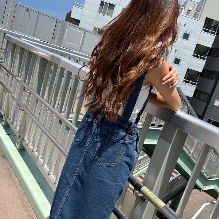 新色追加！】デニム スリット入り ジャンパースカート[品番