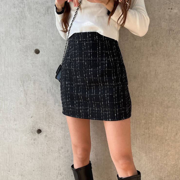 チェックツイードミニスカート[品番：MJNW0002553]｜me Jane（ミー  