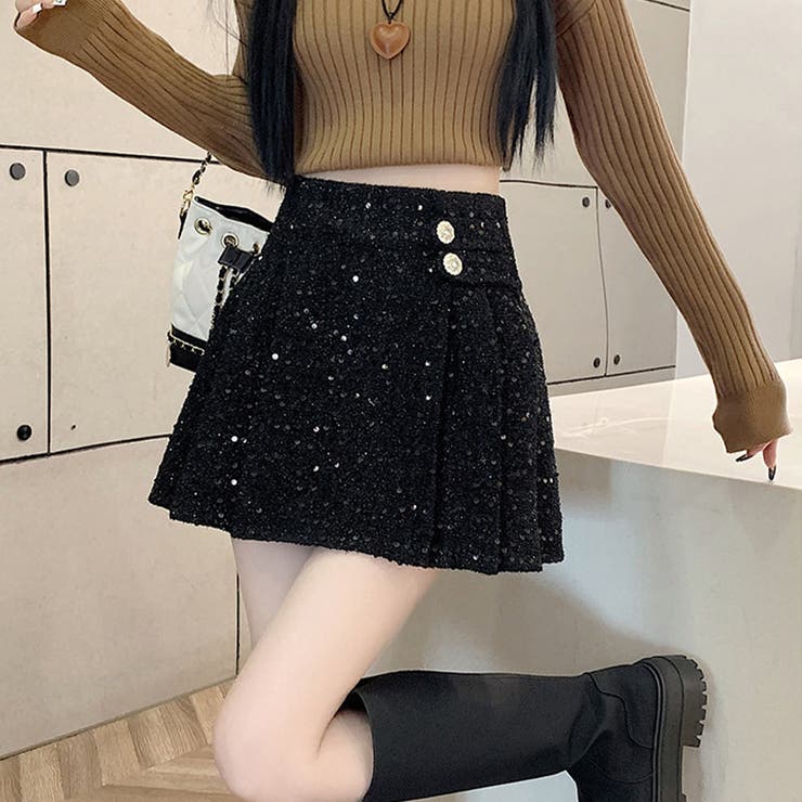 ラメ入りプリーツミニスカート[品番：MJNW0002635]｜me Jane