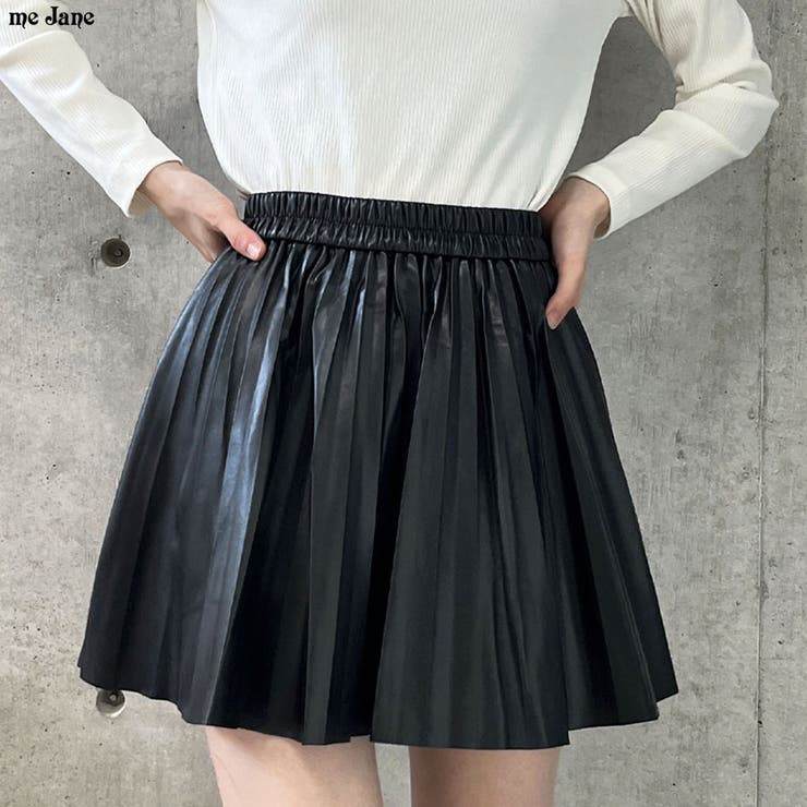 フェイクレザー総プリーツミニスカート[品番：MJNW0002960]｜me Jane 