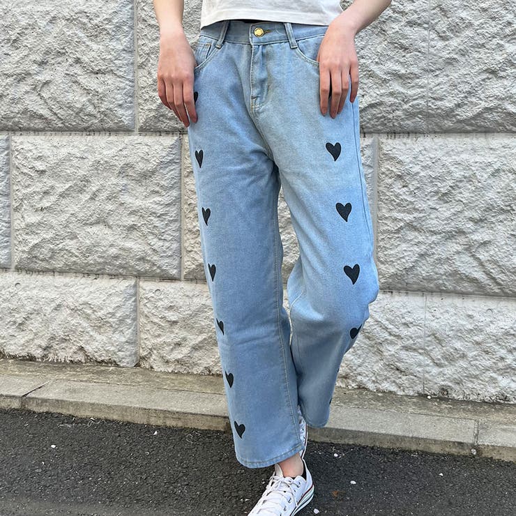 ハートプリントデニムストレートパンツ | me Jane | 詳細画像9 