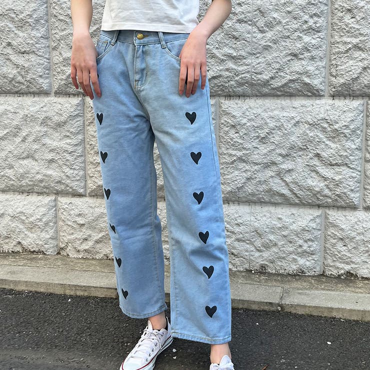 ハートプリントデニムストレートパンツ | me Jane | 詳細画像3 