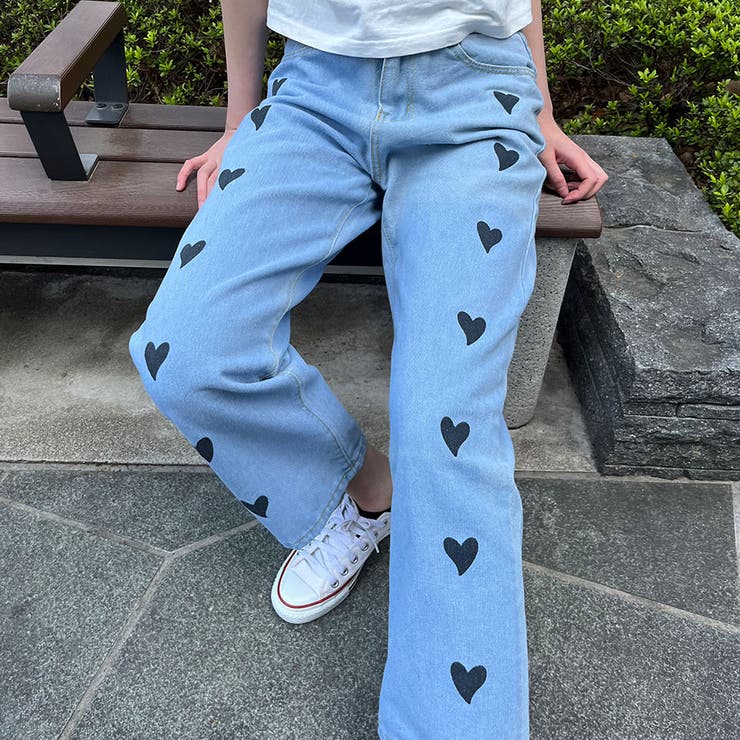 ハートプリントデニムストレートパンツ | me Jane | 詳細画像8 