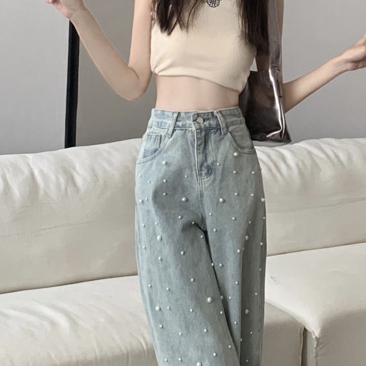 パール付きデニムストレートパンツ | me Jane | 詳細画像6 