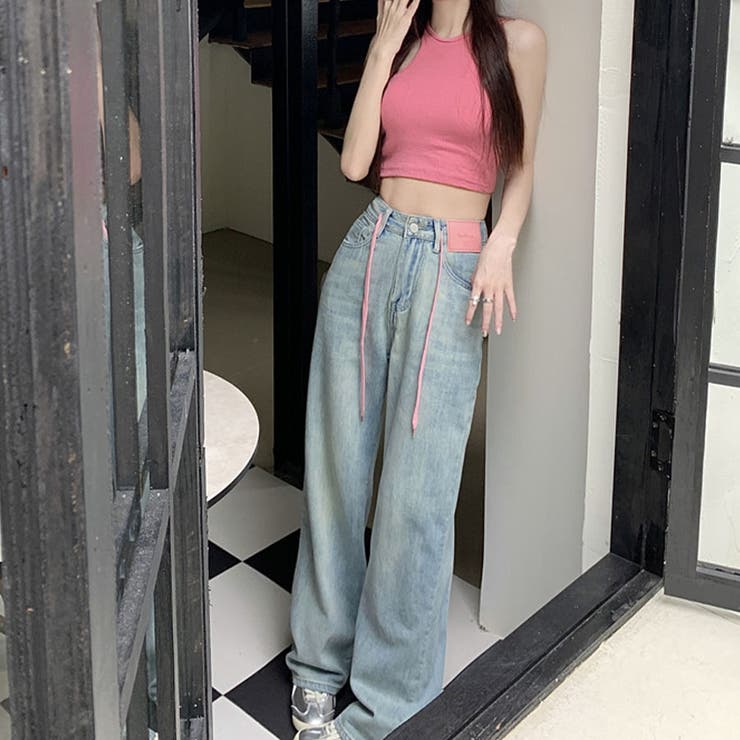 pois デニム ピンク 34（お直しあり） ピンクストレートデニムパンツ | ファッション通販サイト NUGU