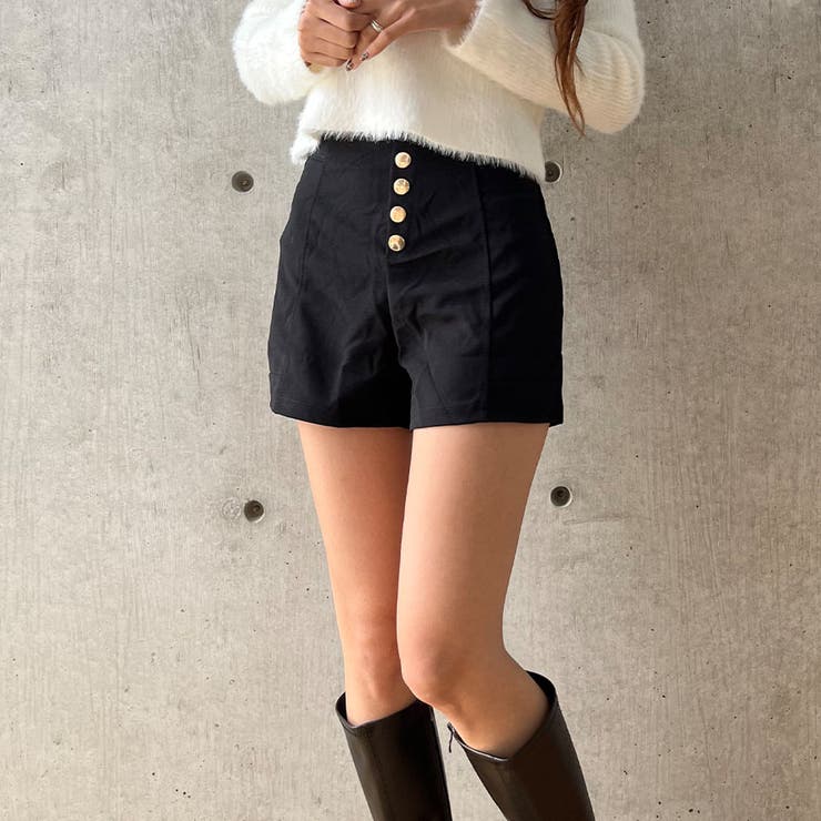 黒のハイウエストショートパンツ （ショートパンツ ハイウエスト