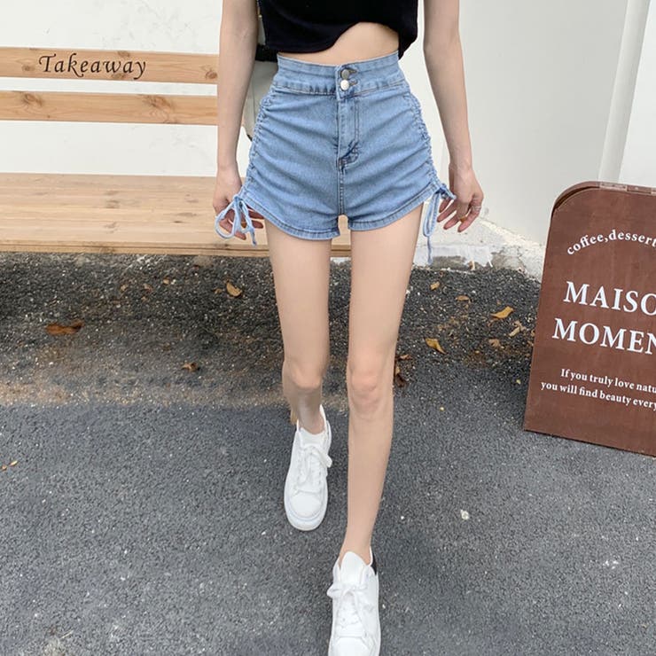 サイドシャーリングリボンデニムショートパンツ | me Jane | 詳細画像4 