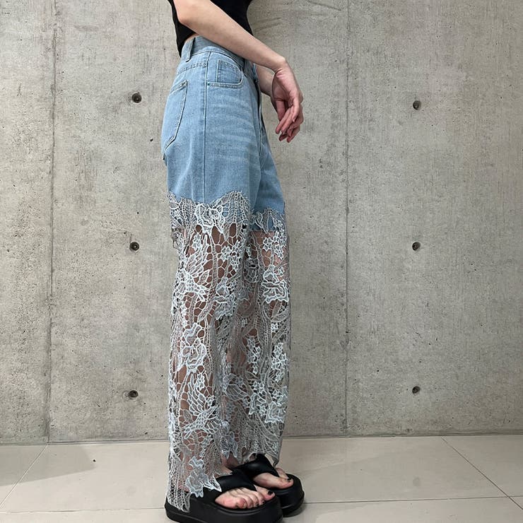 レース切替デニムパンツ | me Jane | 詳細画像9 